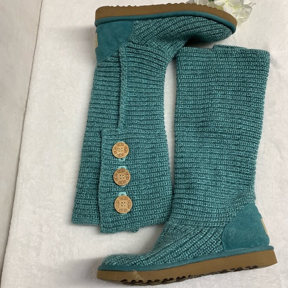 UGG Shoes - Ugg Teal Classic Cardy Knit Boots